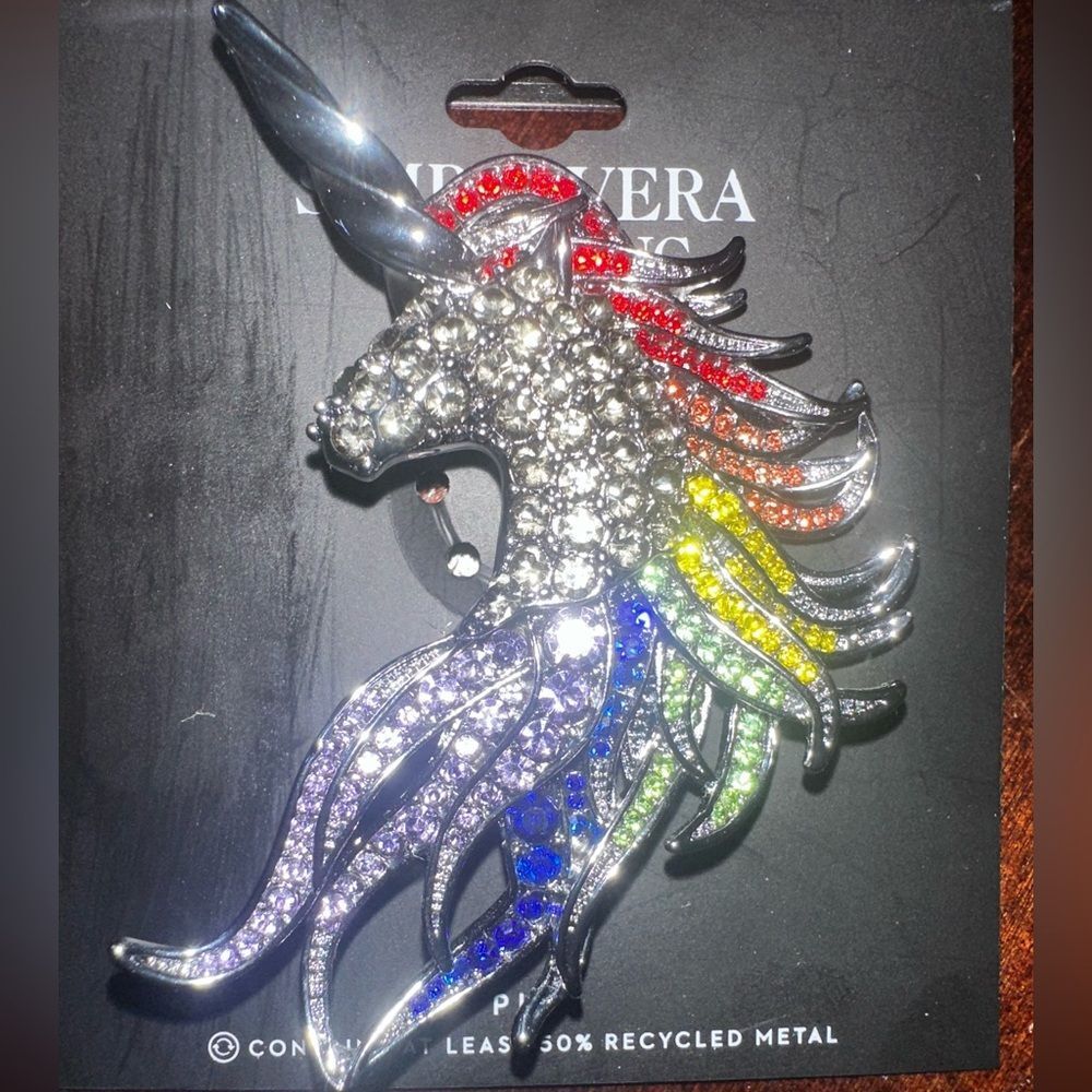 Simply Vera Vera Wang Colorful Unicorn Brooch with Rhinestones. - Picture 2 of 3
